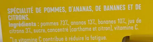 La Vie en Jaune ingredients label