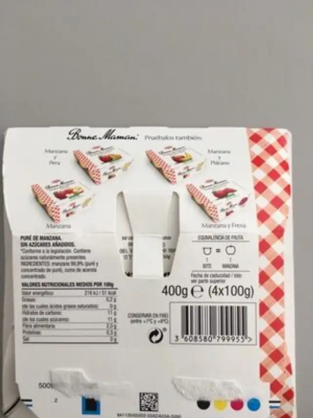 Fruta de cuchara manzana ingredients label