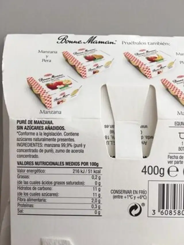Fruta de cuchara manzana nutrition facts table