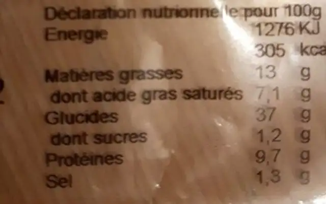 Préfou point apéritif nutrition facts table