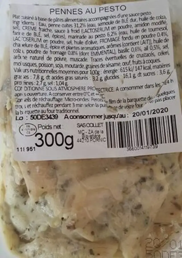 Pennes au pesto