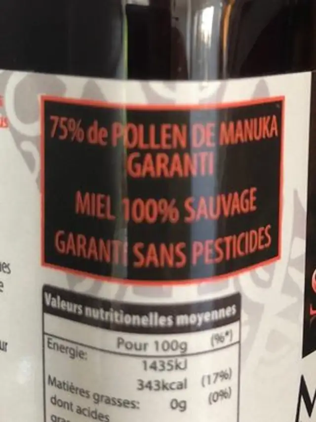 Miel De Manuka Sauvage Kfactor 16 - 500 GR - Dr Theiss ingredients label