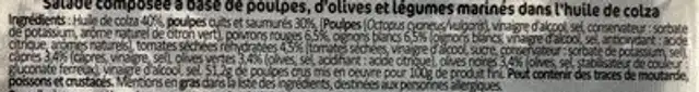 Tapasti, Poulpes à La Méditerranéenne, La Barquette De ingredients label