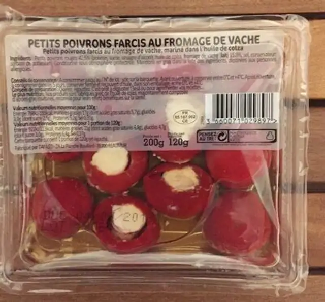 Petits poivrons farcis au fromage de vache ingredients label