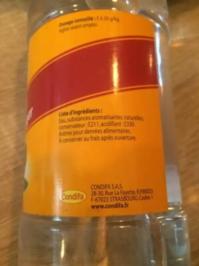 Arôme naturel note fleut d oranher ingredients label