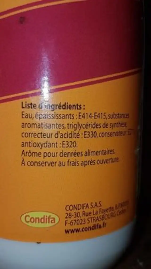 0,5L Arome Amande Amere nutrition facts table