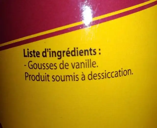 Vanille bourbon ingredients label