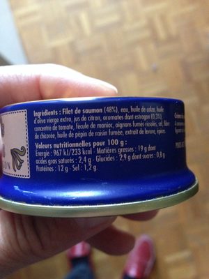 Crème de saumon à l'estragon ingredients label
