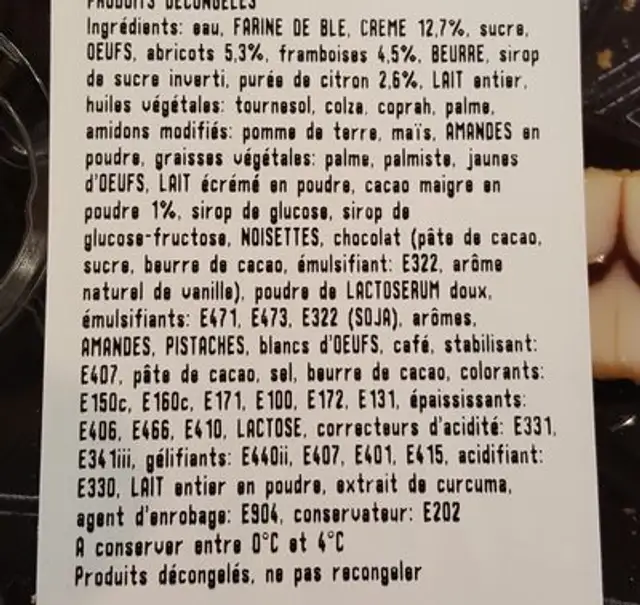 Mini gâteaux lunch ×16 ingredients label