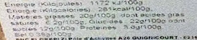 Paris Brest nutrition facts table