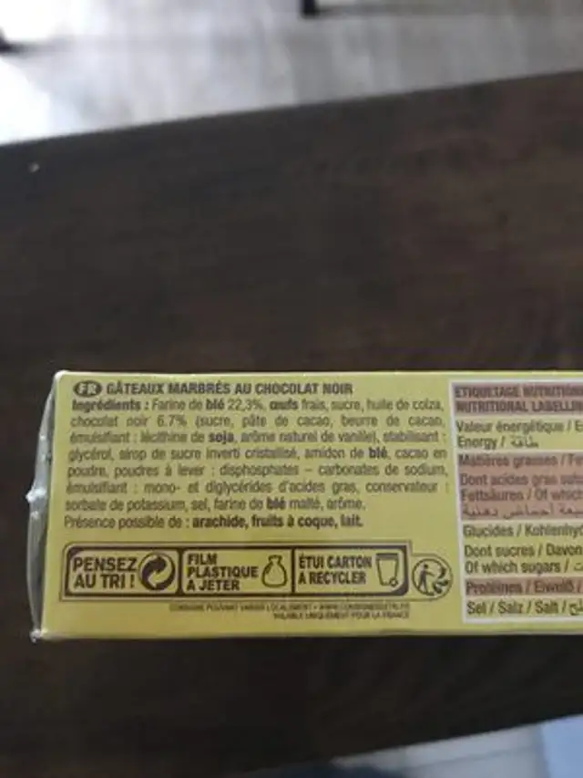 Brossard Savane Pocket Chocolat Noir 2x189g Rentree Classe ingredients label