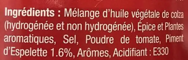 Les marinades basque ingredients label