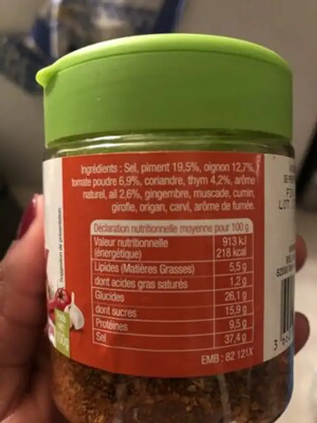 Tex Mex ingredients label