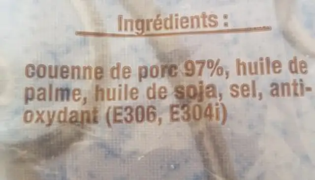 Gratons ingredients label