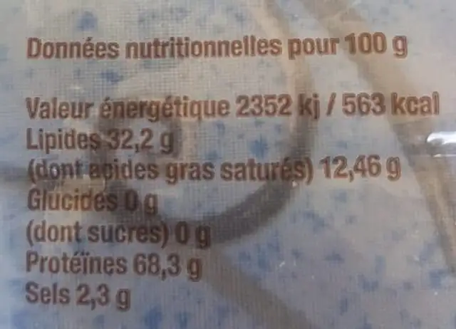 Gratons nutrition facts table
