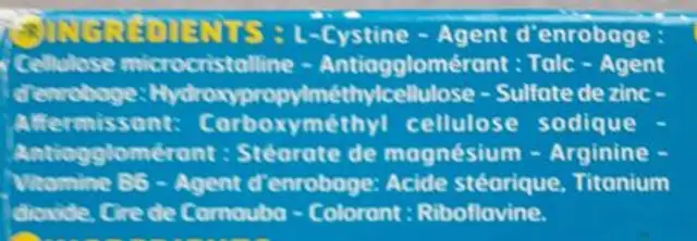 Cystiphane B ingredients label