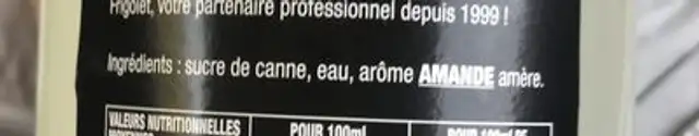 Sirop d'orgeat ingredients label