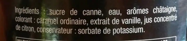 Châtaigne ingredients label