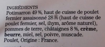 La volaille fermière mousseline de potimarron aux châtaignes ingredients label