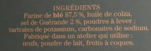Crackers au sel de guérande ingredients label
