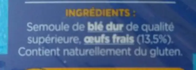 Coquillettes Aux ?ufs Frais Lustucru 4X250G + 2 Gratuits ingredients label