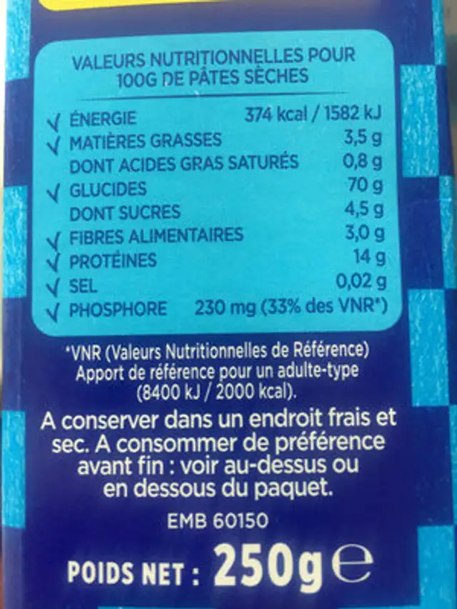 Spaghetti courts nutrition facts table