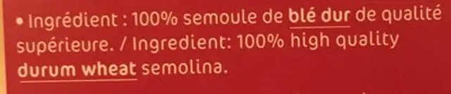 Farfalles Comme un chef ingredients label