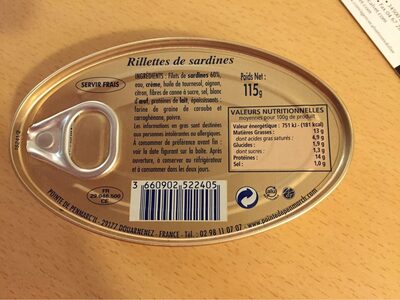 Sardinen-rillettes "Rillettes De Sardine" nutrition facts table