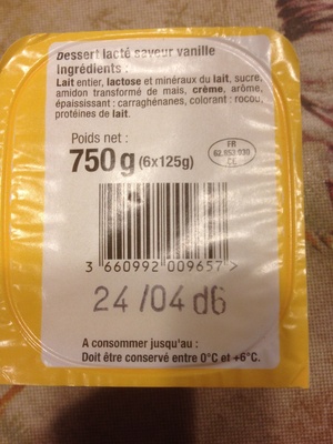 Dessert lacté saveur vanille 