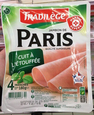 Jambon de Paris découenné dégraissé 4 tranches