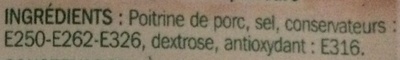 Lardons fumés ingredients label