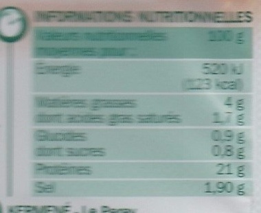 Rôti de Porc à la Broche nutrition facts table