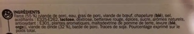 Paupiettes de dinde x 6 ingredients label
