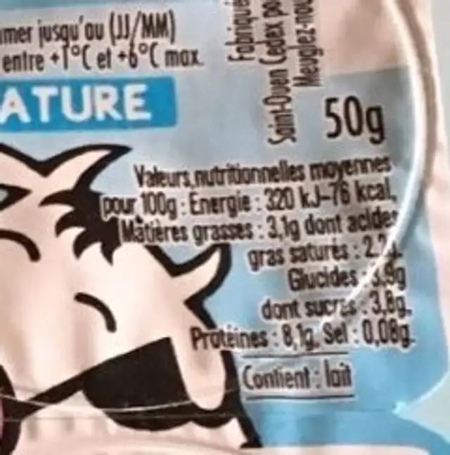 Les p'tits Miam Nature nutrition facts table