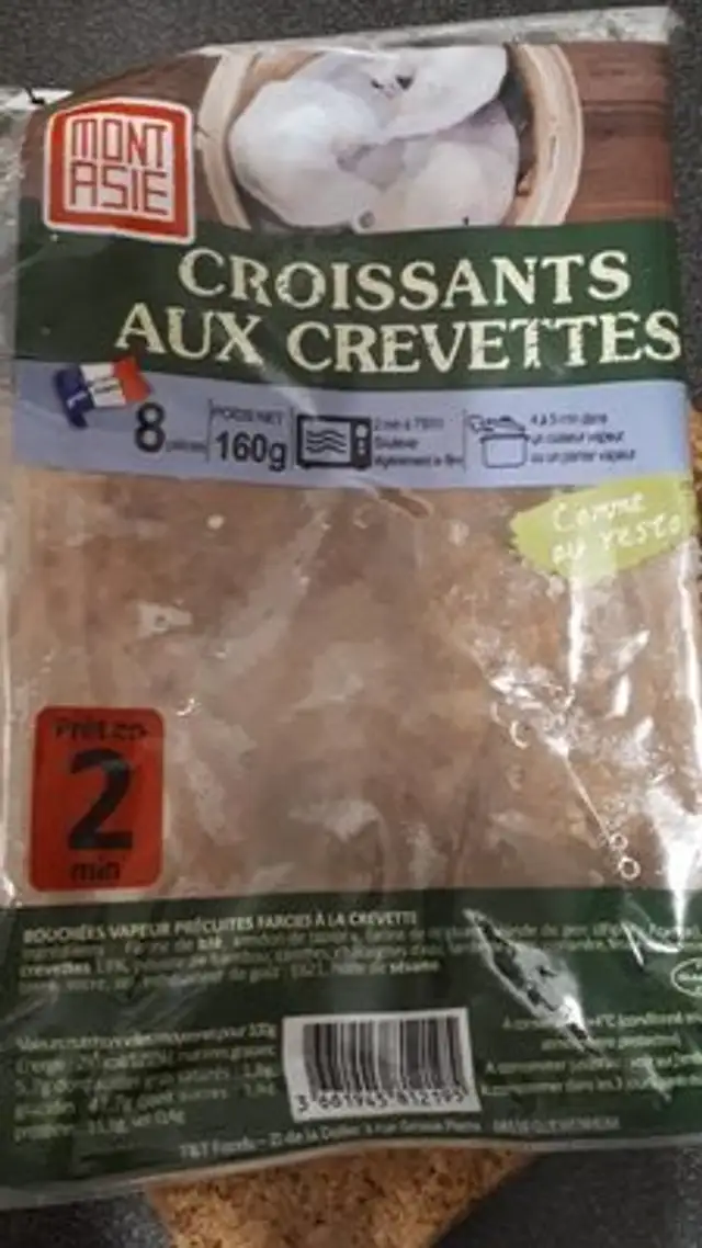 Croissants aux crevettes front packaging