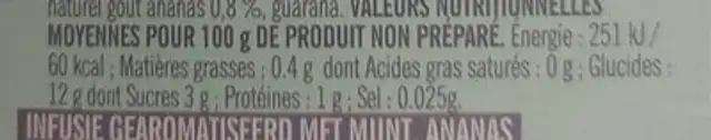 Diet & co infusion aromatisée nutrition facts table