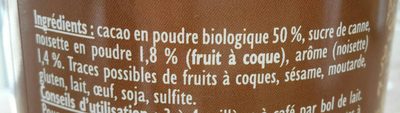 Cacao saveur noisette ingredients label
