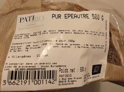 Pain Pur Epeautre 500g