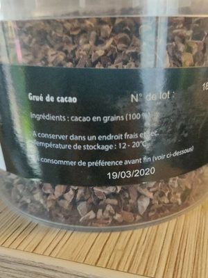 Décor grué cacao ingredients label