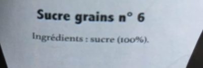 Sucre en grains ingredients label