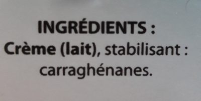 Creme UHT 35% MG ingredients label