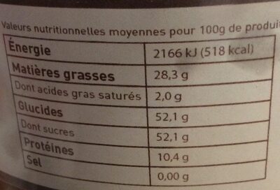 Praliné aux amandes valencia nutrition facts table