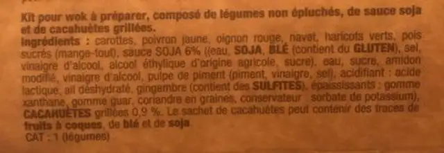 Kit pour Wok ingredients label