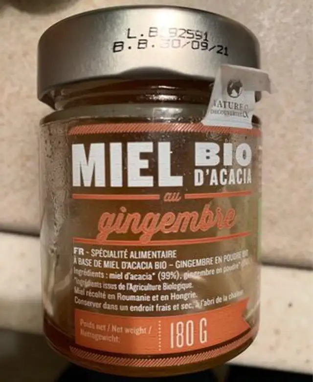 Miel bio d'acacia au gingembre