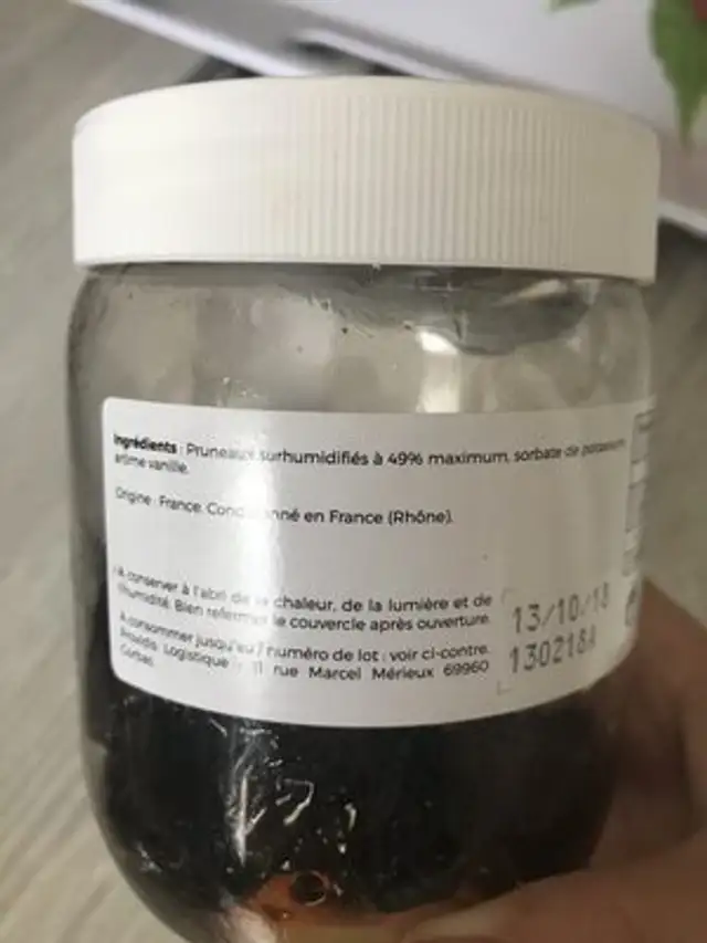 Pruneau moelleux ingredients label