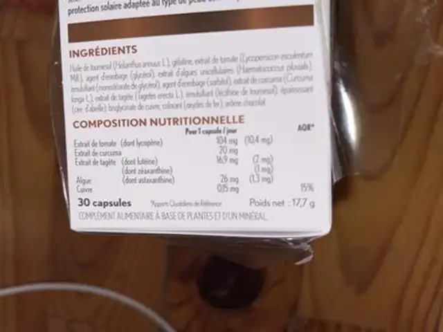 Autobronzant Oenobiol nutrition facts table