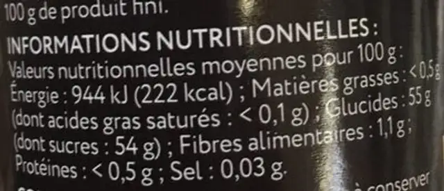 Confiture extra fraise yuzu nutrition facts table