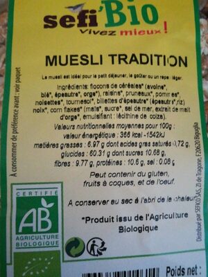 Muesli tradition front packaging