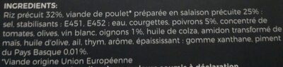 Poulet Basquaise au piment du Pays Basque et son riz ingredients label