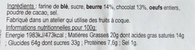 Les gaufres fines nutrition facts table
